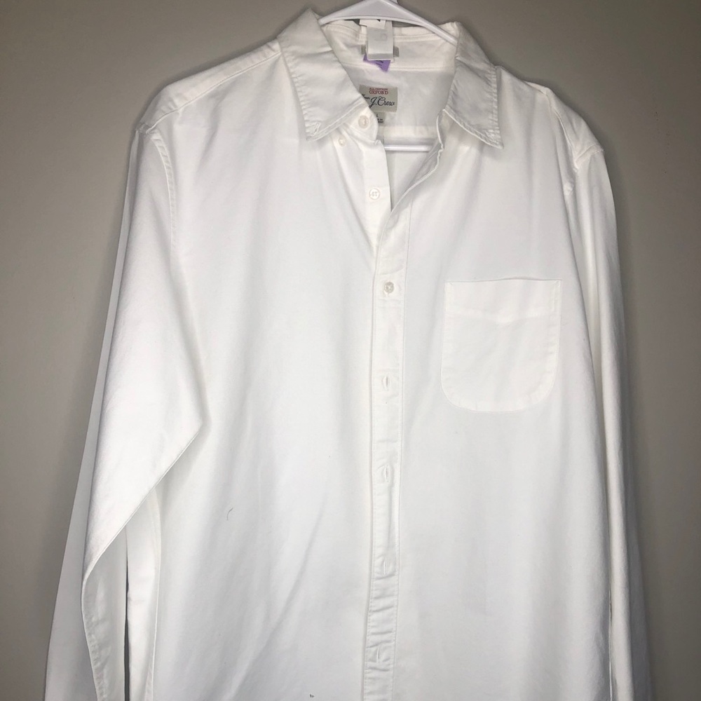 J Crew men’s slim white Oxford button up